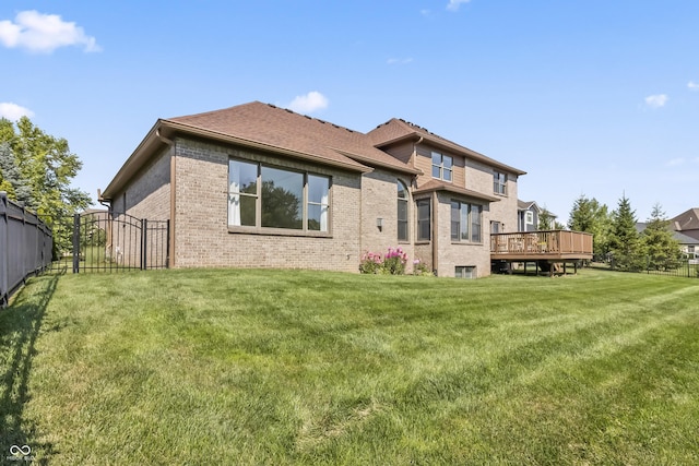 9877 Wading Crane Ave, Fishers, IN 46055 - rear view of property featuring brick siding and a wooden deck