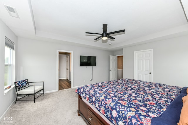4309 Maize Ln, Whitestown, IN 46075 - bedroom featuring carpet, a raised ceiling, and ceiling fan