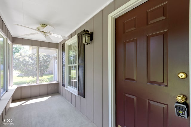 4143 E 61st St, Indianapolis, IN 46220 - unfurnished sunroom featuring a ceiling fan and plenty of natural light