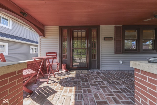 1005 Main St, Beech Grove, IN 46107 - entrance to property featuring covered porch and ceiling fan