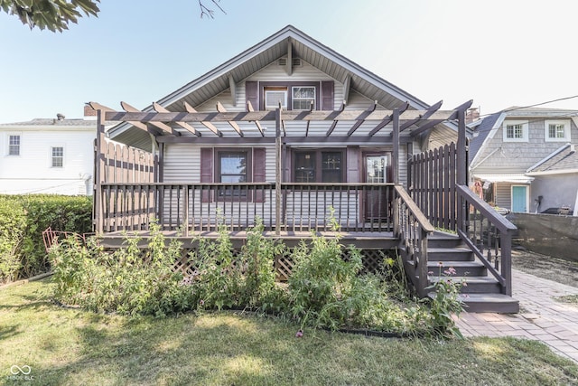 1005 Main St, Beech Grove, IN 46107 - view of front facade with a deck and a pergola
