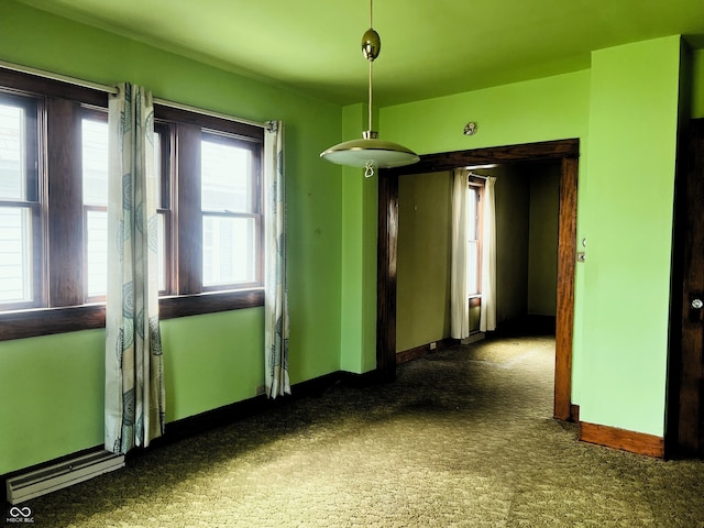 1652 High St, Fort Wayne, IN 46808 - spare room with dark carpet and baseboard heating