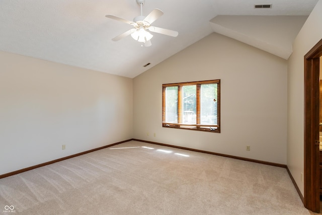 6926 Princess Ln, Avon, IN 46123 - unfurnished bedroom with light carpet, lofted ceiling, and a ceiling fan