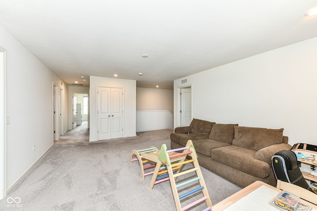 7101 Oak Trace Ln, Brownsburg, IN 46112 - living area featuring light colored carpet and recessed lighting