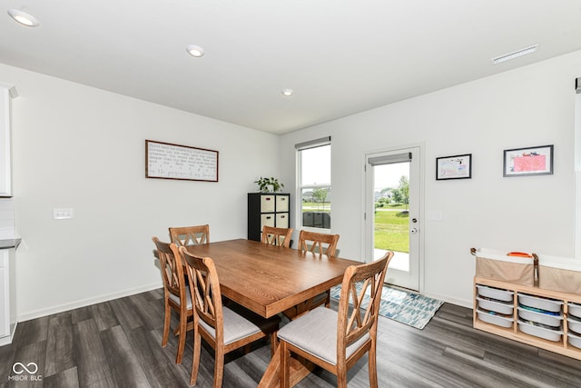 7101 Oak Trace Ln, Brownsburg, IN 46112 - dining space with dark wood-type flooring and recessed lighting