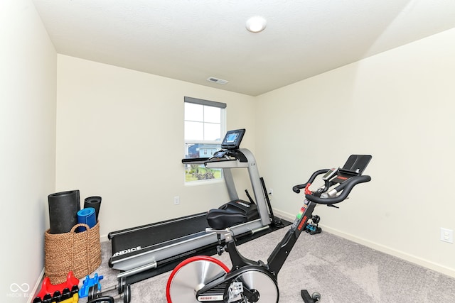 7101 Oak Trace Ln, Brownsburg, IN 46112 - workout area featuring baseboards and carpet flooring