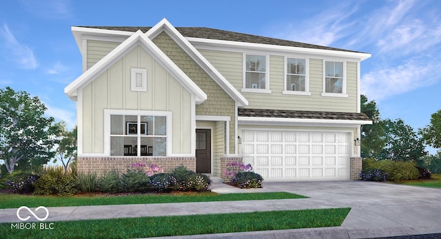 918 Shadow Dr, Danville, IN 46122 - view of front of home featuring brick siding, a garage, driveway, and board and batten siding