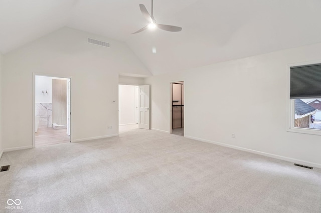 11845 Discovery Cir, Indianapolis, IN 46236 - unfurnished bedroom featuring carpet, vaulted ceiling, ensuite bath, and ceiling fan