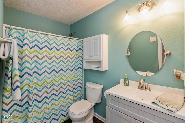 7950 Crackling Ln, Indianapolis, IN 46259 - bathroom featuring vanity, a textured ceiling, and a shower with curtain