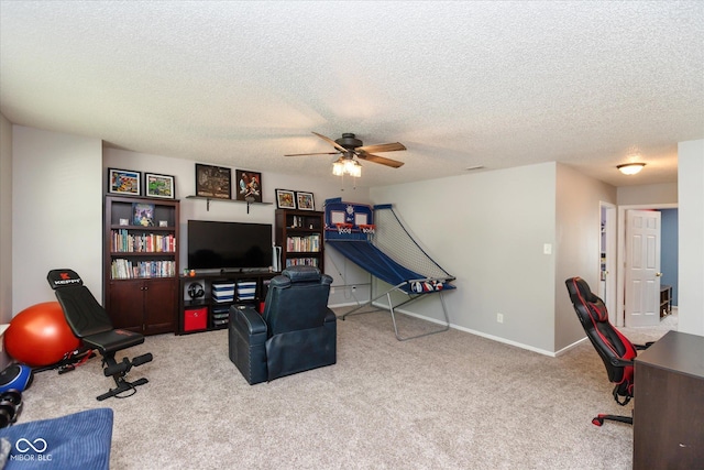 7950 Crackling Ln, Indianapolis, IN 46259 - exercise area with a ceiling fan, carpet, and a textured ceiling