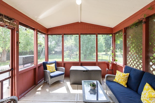 7950 Crackling Ln, Indianapolis, IN 46259 - sunroom featuring vaulted ceiling and an outdoor living space