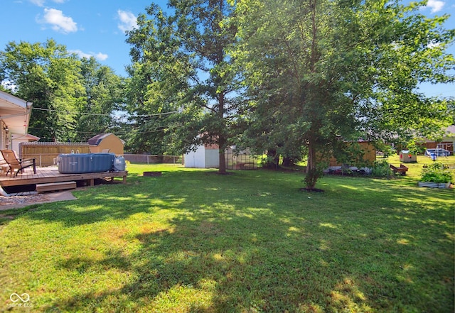 1743 Chandler Ln, Columbus, IN 47203 - fenced backyard with a shed and a wooden deck