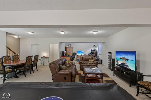 1387 Mayfield Ct, Westfield, IN 46074 - living room featuring light carpet and stairway