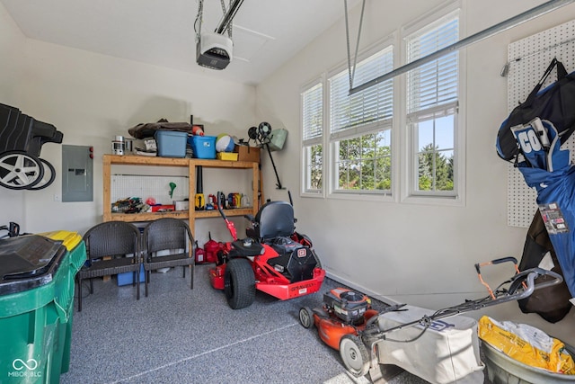 1387 Mayfield Ct, Westfield, IN 46074 - rec room featuring electric panel, a garage, and speckled floor