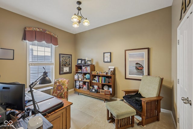 1387 Mayfield Ct, Westfield, IN 46074 - office space with light carpet and a chandelier