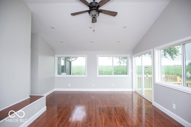 7950 N 475 E, Columbus, IN 47203 - unfurnished room featuring lofted ceiling, wood finished floors, plenty of natural light, and a ceiling fan