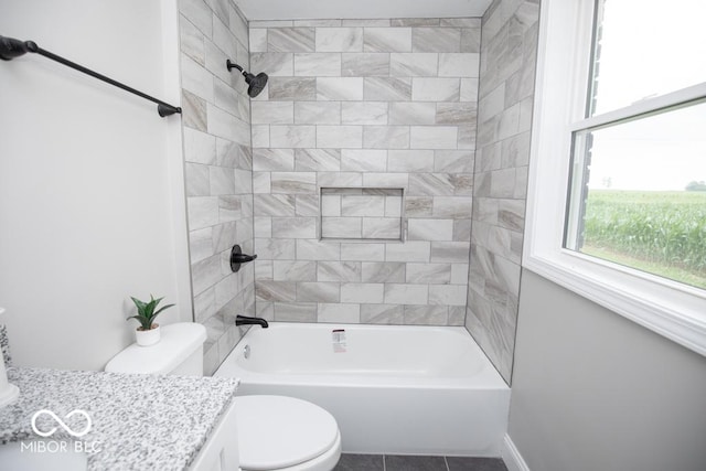 7950 N 475 E, Columbus, IN 47203 - bathroom with vanity,  shower combination, and tile patterned floors