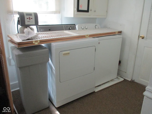 302 Lincoln St, Crawfordsville, IN 47933 - laundry room with separate washer and dryer, cabinet space, and carpet