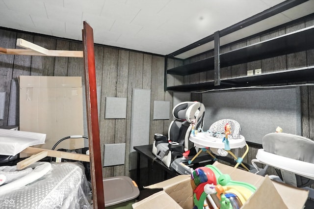 5560 Royal Oak Ct, Indianapolis, IN 46227 - bedroom featuring wood walls