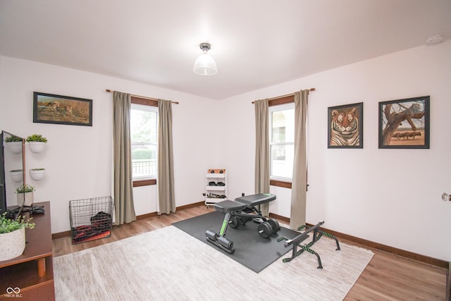 1606 California St, Columbus, IN 47201 - workout room featuring wood finished floors and baseboards