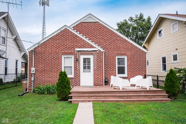 1606 California St, Columbus, IN 47201 - back of house featuring brick siding and a wooden deck