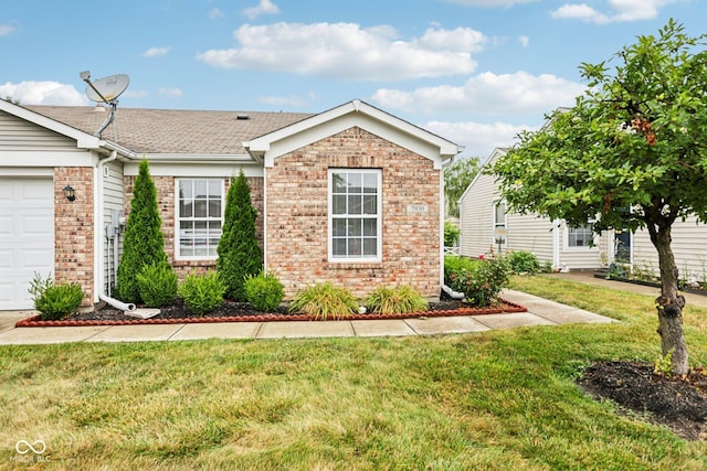 7930 Cork Bend Ln, Indianapolis, IN 46239 - single story home featuring brick siding, a front yard, a garage, and a shingled roof