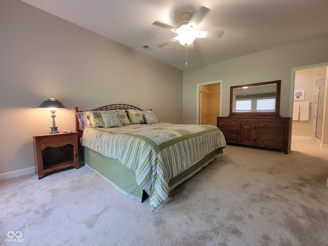 1096 Shadow Ridge Rd, Carmel, IN 46280 - bedroom with carpet, a spacious closet, and ceiling fan