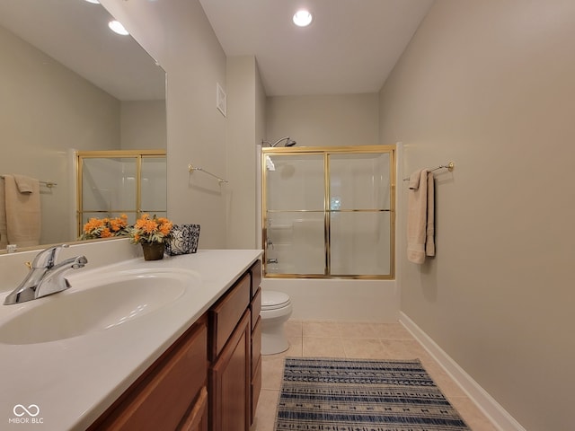 1096 Shadow Ridge Rd, Carmel, IN 46280 - bathroom with vanity, tile patterned flooring, combined bath / shower with glass door, and recessed lighting