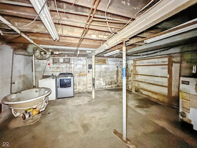 1518 S Goodlet Ave, Indianapolis, IN 46241 - unfinished basement featuring washing machine and clothes dryer