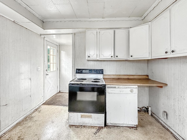 1518 S Goodlet Ave, Indianapolis, IN 46241 - kitchen featuring range with electric cooktop, white dishwasher, white cabinetry, and light countertops