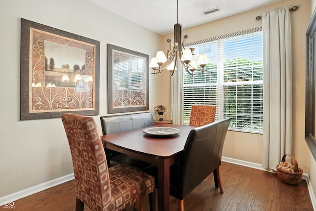 13534 E 131st St, Fishers, IN 46037 - dining area featuring a chandelier, dark wood-style floors, and plenty of natural light