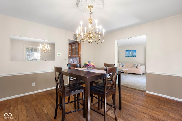 3905 Cove Rd, Columbus, IN 47203 - dining space featuring a chandelier and wood finished floors
