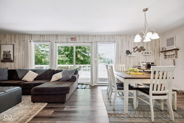 897 Wildwood Rd, North Vernon, IN 47265 - dining room featuring a chandelier and dark wood-style flooring