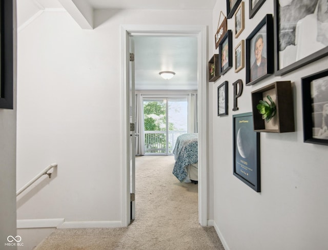 897 Wildwood Rd, North Vernon, IN 47265 - hallway featuring carpet and an upstairs landing