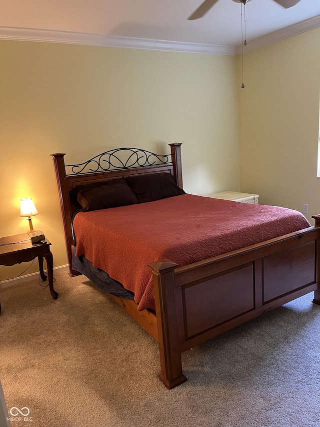3547 Heathcliff Ct, Westfield, IN 46074 - carpeted bedroom with crown molding and a ceiling fan