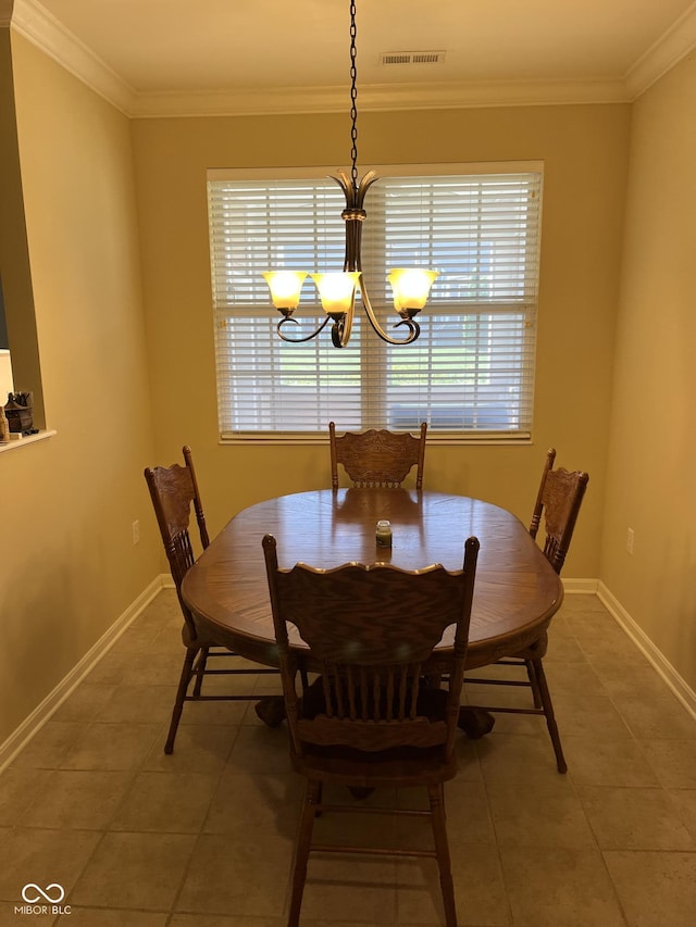 3547 Heathcliff Ct, Westfield, IN 46074 - dining room with a chandelier, crown molding, and light tile patterned floors