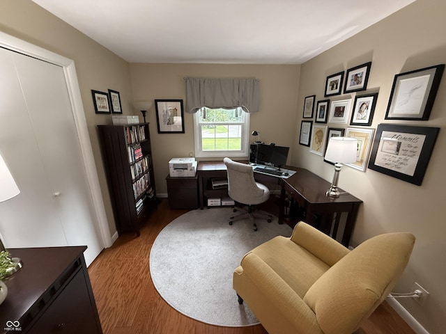 56 E Colony Acres Dr, Brazil, IN 47834 - office area featuring wood finished floors and baseboards