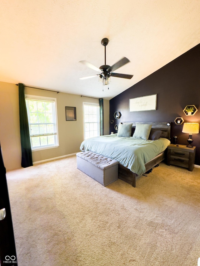 8017 Cardinal Cv W, Indianapolis, IN 46256 - carpeted bedroom with lofted ceiling and a ceiling fan
