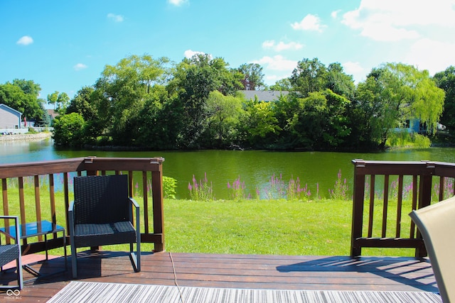 8017 Cardinal Cv W, Indianapolis, IN 46256 - deck featuring a water view and a yard