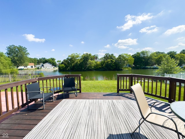 8017 Cardinal Cv W, Indianapolis, IN 46256 - deck featuring a water view and a lawn