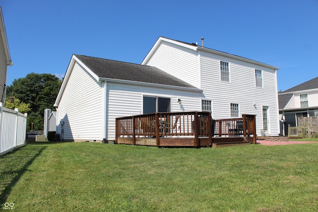 8017 Cardinal Cv W, Indianapolis, IN 46256 - back of house with a wooden deck, a shingled roof, and crawl space