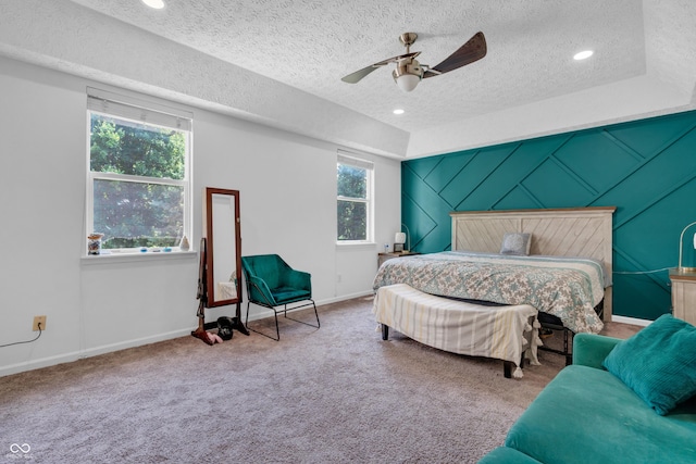 10249 Winlee Ct, Indianapolis, IN 46236 - carpeted bedroom with a textured ceiling, ceiling fan, and recessed lighting