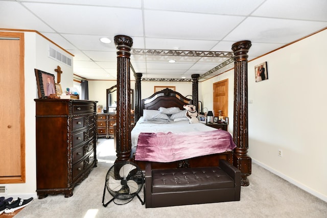 4020 S Lynhurst Dr, Indianapolis, IN 46221 - bedroom featuring light colored carpet and a drop ceiling