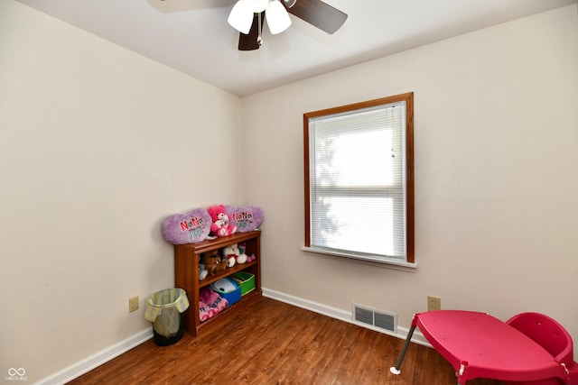 4020 S Lynhurst Dr, Indianapolis, IN 46221 - game room featuring wood finished floors and ceiling fan