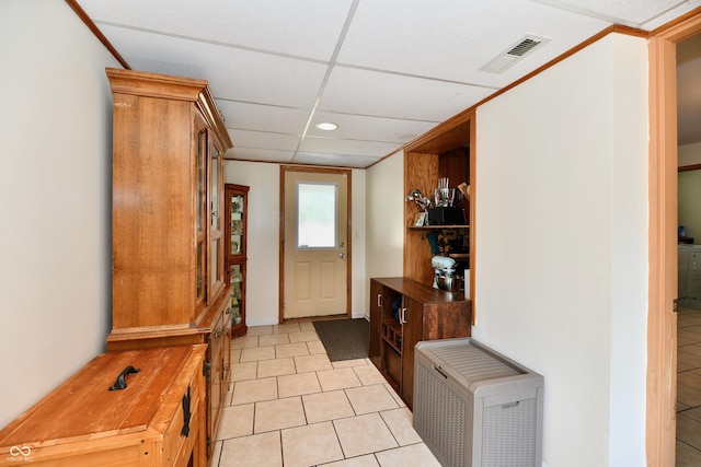 4020 S Lynhurst Dr, Indianapolis, IN 46221 - entrance foyer featuring light tile patterned floors, a paneled ceiling, and recessed lighting