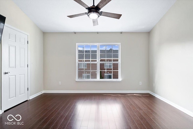 8256 Jo Ellen Dr, Fishers, IN 46038 - spare room featuring ceiling fan and dark wood-style flooring