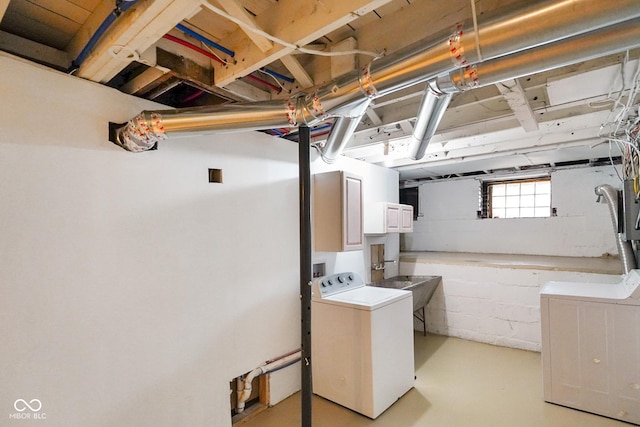5050 Carrollton Ave, Indianapolis, IN 46205 - basement with independent washer and dryer and a sink