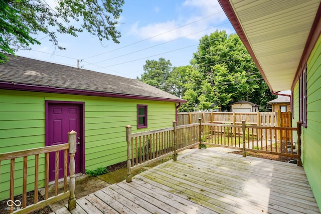 5050 Carrollton Ave, Indianapolis, IN 46205 - wooden deck with an outbuilding