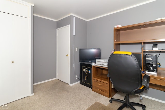 1003 N Broadway St, Greenfield, IN 46140 - home office featuring light carpet and ornamental molding