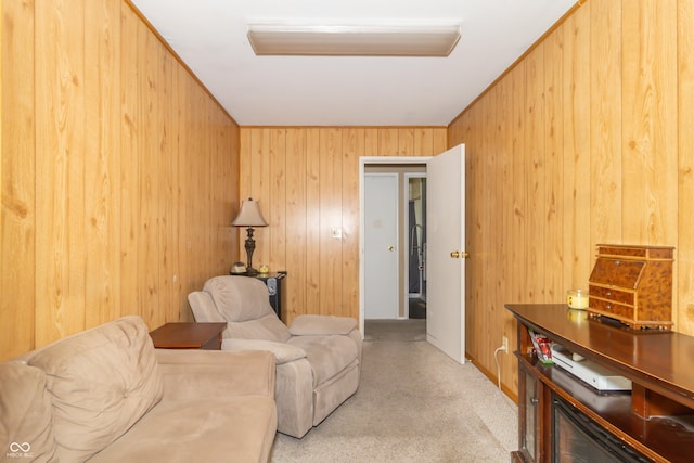 1003 N Broadway St, Greenfield, IN 46140 - sitting room with light colored carpet, wooden walls, and a bar